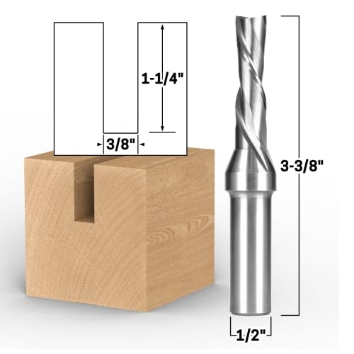 Image of YONICO Downcut Router Bits Spiral 2 Flute Solid Carbide CNC End Mill 3 /8-Inch Diameter 1 /2-Inch Shank 32252