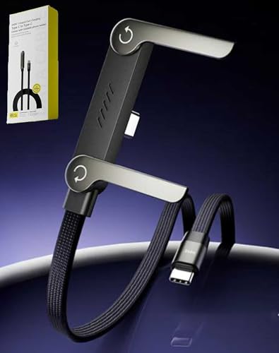 2-in-1 Invisible Holder Charger Cable with Stand – 240W Fast Charging Cord with Built-in Phone Stand, with Type C and Folding Phone Holder 5ft to Smartphones Tablets (Type-C)