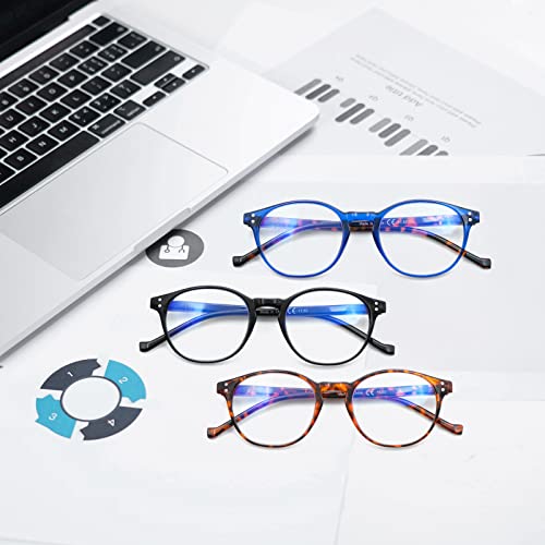 Image of 5-Pack Reading Glasses Blue Light Blocking, Fashion Round Computer Readers Women Men Clear Lens Anti UV /Glare (5 Mix Color, 3.00)