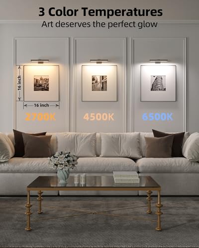 EZVALO Picture Light for Wall, Rechargeable 2400mAh Battery Lights Wireless with IR Remote, 3 Color & Dimmable Magnetic 7.8'' LED Lights Display for Painting, Living Room, Gallery, Bedroom(Black-3P) - Thumbnail 5