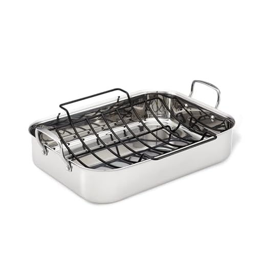 Anolon Triply Clad Stainless Steel Roaster / Roasting Pan with Rack - 17 Inch x 12.5 Inch, Silver