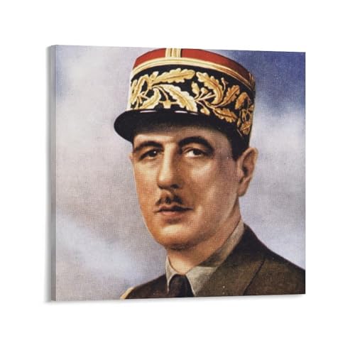 Impression sur toile Charles De Gaulle decoration murale salon chambre tableau 40x40cm