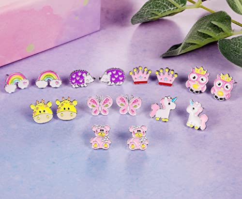 Image of 30 Pairs Hypoallergenic Earrings for Girls Sensitive Ears with Stainless Steel Post -Assorted Cute Stud Earrings for Teens Girls Women