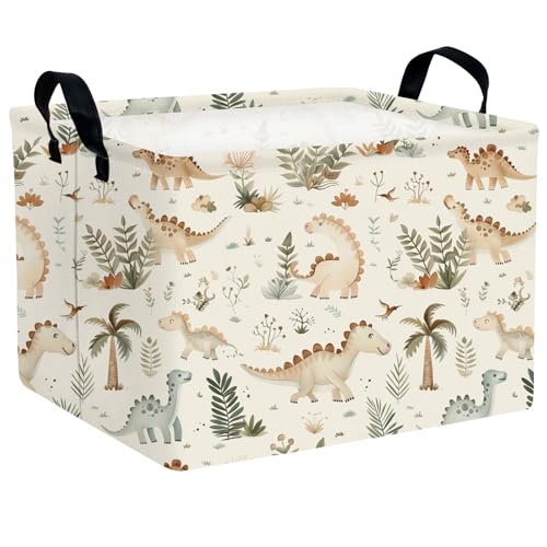 Image of Kid Cute Rectangle Storage Basket Baby Toy Clothes Storage Bin Nursery Playroom Bedroom Decor Basket (Bohemian Dinosaur)