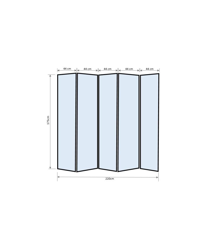 PEGANE Paravent Japonais Grands Carreaux Bois Noir et Papier de Riz - 5 pans - Dim : H 175 cm
