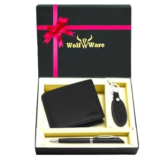 WOLFWARE RFID Protected 100% Genuine Leather Gift Hamper for Men | Leather Wallet for Men's | Wallets Branded | Wallets for Men (Lee-on Black),Leather Wallet Combo for Men-image-37