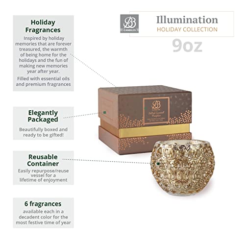 Bb Candles Illumination Winter Collection Natural Hand Poured Candle, Salted Caramel Pumpkin Scented Winter Candle With Bronze Jar, Fragrant Candle, Artisan Candle, 9Oz, 60+ Hours Burn Time #TOP3