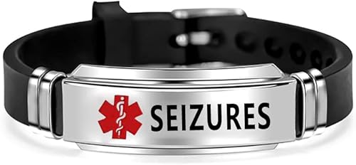 Pulsera deportiva de silicona de alerta médica para hombres y mujeres, de acero inoxidable, primeros auxilios, monitoreo de salud, pulsera ajustable