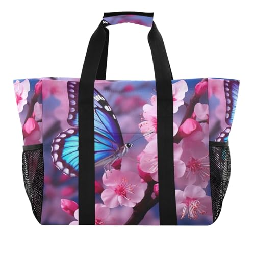 Nander Beautiful Butterfly Foldable Tote Bag Waterproof Sandproof Women Beach Bag Handbag Gym Bag Travel Shopping Bag