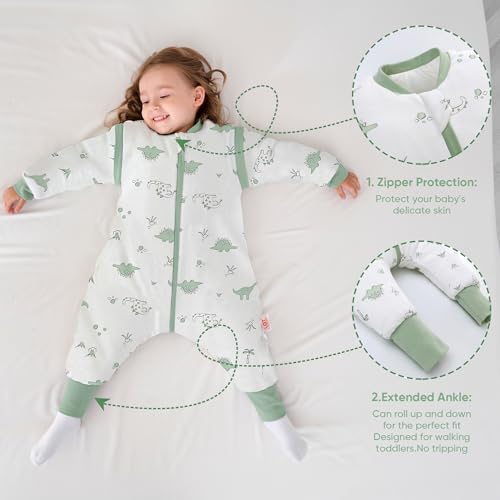 Image of LAT Winter Baby Sleep Bag with Feet,3-way zip Wearable Blanket with Removable Sleeves,Warm Sack for Toddler 2.5 TOG
