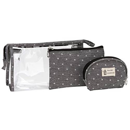 Image of Handcuffs Make Up Pouches Set of 3 | Cosmetic Bags | Toiletry Pouch | Makeup Organiser | Vanity Case | Jewellery Bag | Travel | Daily Use | Cases (Grey)