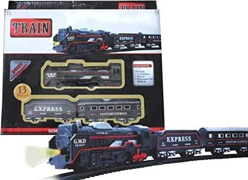 Ixora Electric Express Train Set- 13 Pieces Realistic Simulation Battery Operated High-Speed Small Black Train Toy Set for Kids Boys Girls and Toddlers (13 PCs Express Train Track Set)