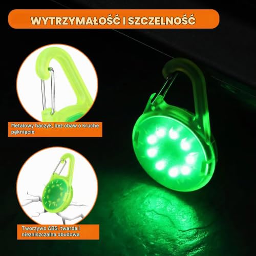 ZLCBBD Lampa błyskowa LED dla dzieci, ładowanie przez USB, odblaski, oświetlenie plecaka, światło bezpieczeństwa, na wędrówki, do biegania, joggingu, dla zwierząt domowych, kolor zielony