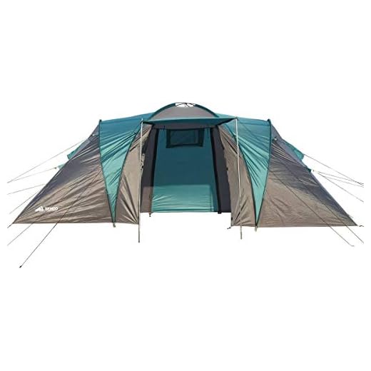 Semoo - Tienda de campaña con bolsa de transporte para 4 personas - 2 entradas - 2 cabinas + espacio interior - Resistente al agua - Tienda familiar de 3 estaciones - Azul/Gris