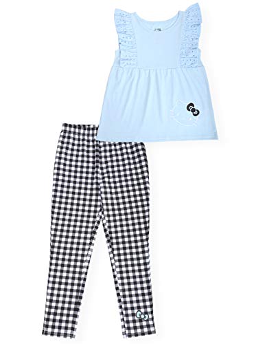 Hello Kitty Girls 2-Piece Fashion Tee Shirt and Active Capri Legging Set Ruffle Top and Stretch Pants for Little Girls