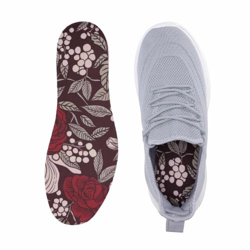 Image of Washable Barefoot Shoe Insert for Women Thin Insoles Women's No Show Socks Shoe Inserts No Show Socks Rose Print Large