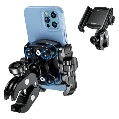 Thlevel Soporte Teléfono Bici Antivibración y Antirrobo Soporte Móvil Bicicleta Rotación Soporte Telefono Moto Universal Soporte Movil Moto Compatible con 5,4-7,2' Móvil para 12-45MM Manillar