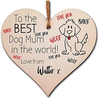 The Plum Penguin Personalised Handmade Wooden Hanging Heart Plaque great for dog lovers dog mums pet keepsake