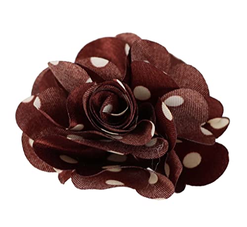 Vittorio Vico Mens Polka Dot Flower Lapel Pin - Handmade Flower Lapel Pins for Men Suits - Elegant Tuxedo Accessories - Unique Gifts for Him, Husband, Father, Groom (One Size, Brown/Ivory)