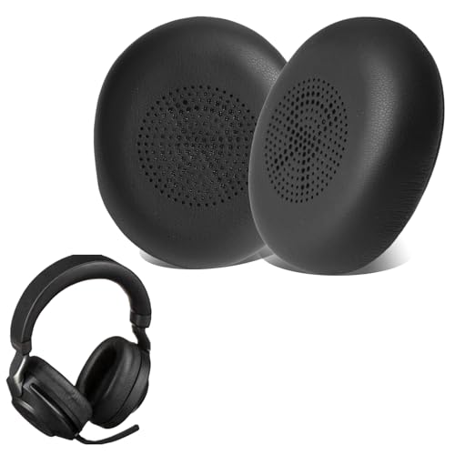 Replacement Earpads Compatible with Jabra Evolve2 65 MS/UC Elite 45h Wireless Headphones Protein Leather Ear Cushions Noise Isolation Foam Headphones Ear Covers(Black)