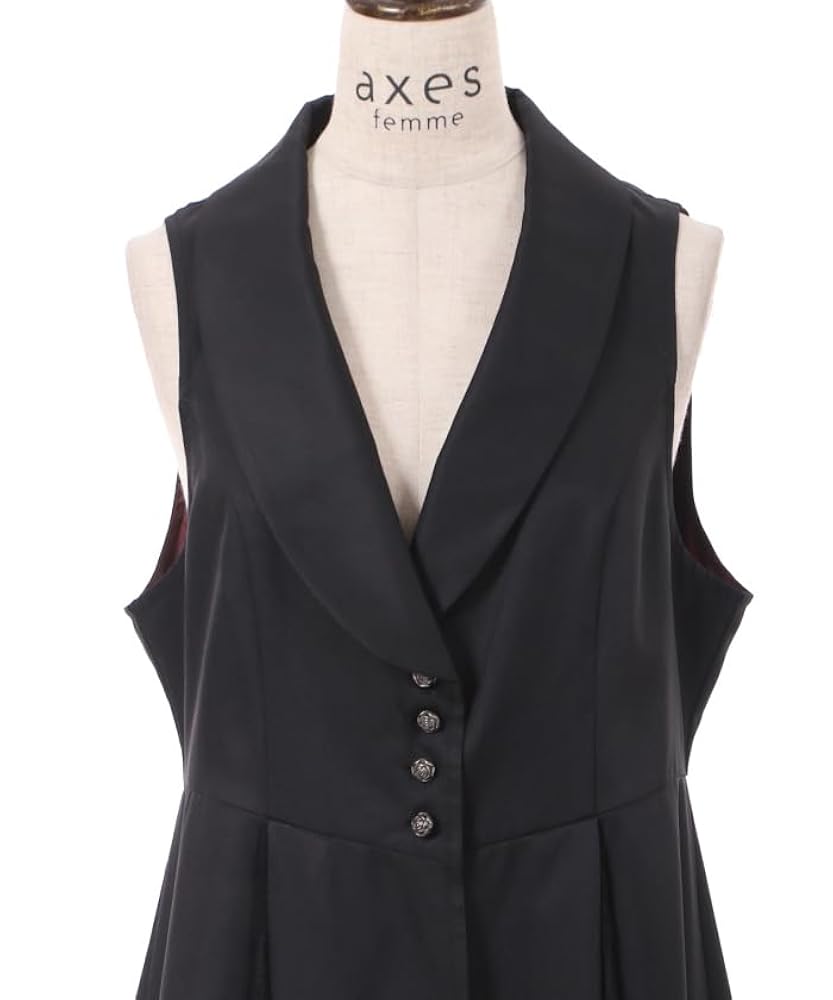 ひ*ん様 フォクシーニューヨーク　カシミヤ　ジレ　ロング　ベルト　女優襟　黒 コ 極美品】フォクシーニューヨーク カシミヤ ジレ ロング ベルト