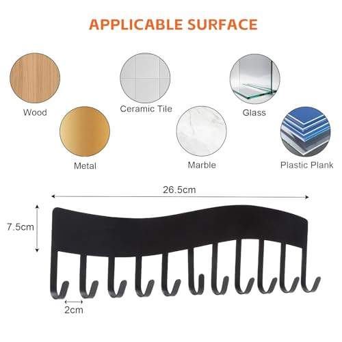 VOSSOT 2PCS Soporte Para Collares Pared Organizador Joyas De Pared Con Tornillos Organizador Colgante Para Collares, Pulseras Pendientes Estante Joyero Metálico Negro Para Dormitorio Baño - imagen 2