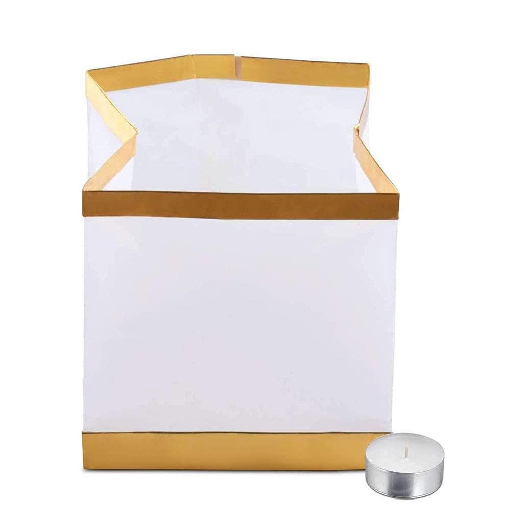 NEWFT 10Pcs 5.9" / 4.3" Water Floating Paper Chinese Square Adrifting Lantern Lamp with Candle for Wishing Blessing