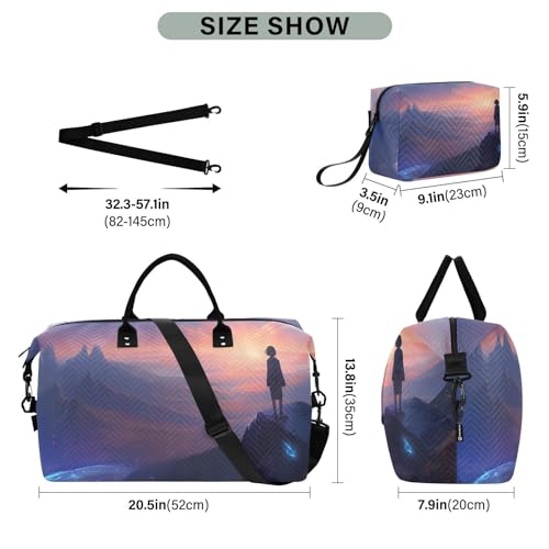 Large Travel Duffel Bag, Watching Shadow Sports Tote Gym Bag, Shoulder Weekender Overnight Bag for Women Men, Carry On Luggage with Toiletry Bags3