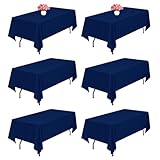 Confezione da 6 tovaglie in poliestere blu navy, 153 x 260 cm, rettangolari, lavabili e riutilizzabili, resistenti alle macchie e alle pieghe, per matrimoni, feste, banchetti, campeggio, ristorante,