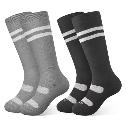 findway Kids Ski Socks, Knee-high Warm Winter Thermal Socks For Boys Girls Toddlers Skiing Snowboarding 2 Pairs