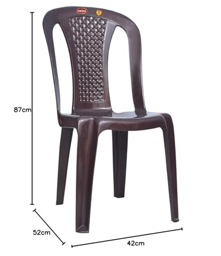 Image of Prima Plastic Chair for Living Room | Set of 2 | Chair for Home, Living Room, Multipurpose | Stackable Chair Without Arm | 100% Virgin Plastic | Chair 4003 (Weather Brown Colour)