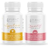 PURAZ Collagen Peptides Supplements - Infused with Antioxidants (60 Capsules) Telomere Supplements w