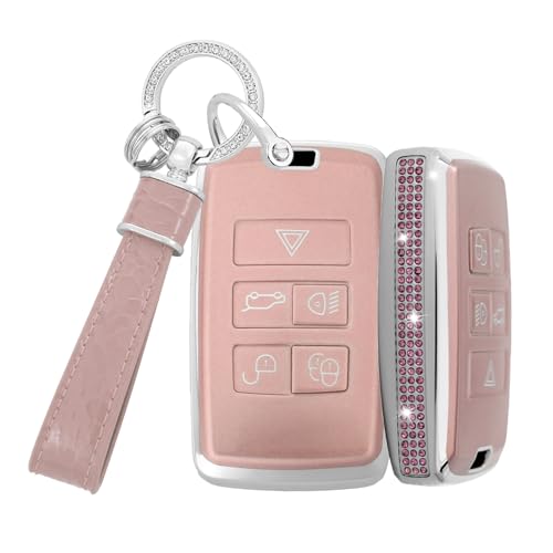 Housse de clé Jaguar TPU 5 boutons compatible Range Rover Velar Vogue avec strass