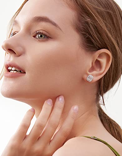 Round-Emerald Cut Moissanite Earring For Women Exquisite Earring Jewelry Gift4