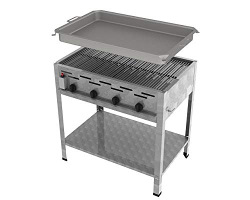ChattenGlut Professional Gastrobräter 4-flammig Standgerät Edelstahl Stahlbrenner für Flüssiggas 810x530x800 mm (18kW Rost und Pfanne) ChattenGlut Professional Gastrobräter 4-flammig Standgerät Edelstahl Stahlbrenner für Flüssiggas 810x530x800 mm (18kW Rost und Pfanne)