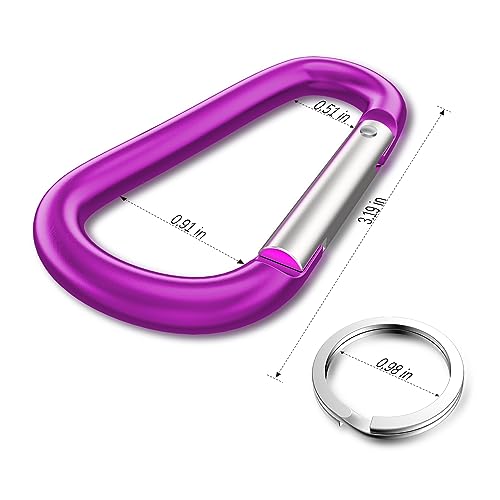Image of sprookber 3 inch Aluminum Carabiner D Ring, Caribeener Clips, Spring Snap Hook for Keychain Clip, Set of 10