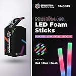 100 Pack - Multicolor LED Foam Sticks Glow Batons - 3 Modes - 18" - Great for Weddings and Parties - Image 2