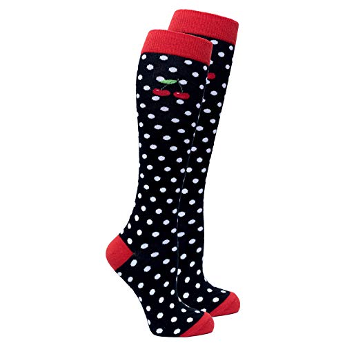 socks n socks-Women's 1 Pair Colorful Luxury Cotton Cherry Dot