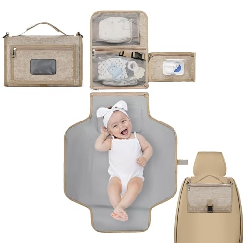 ベビーおむつ替えマット - ポータブルおむつ替えパッド、おむつ替えマット |取り外し可能な子供用おむつ交換マット、おしりふきホルダー付き、折りたたみ式旅行用おむつ交換パッド、大容量、赤ちゃん用おむつ交換ステーション