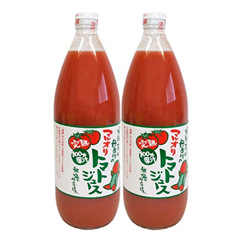 無添加 無塩 完熟100%果汁 マルオリトマトジュース 1L2本セット〔1000ml×2〕