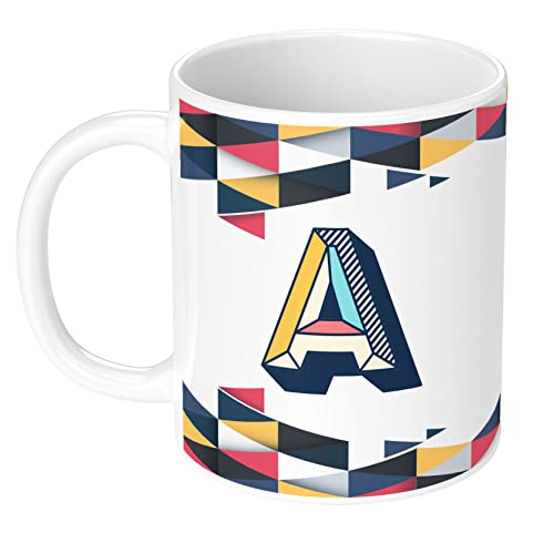 Image of 3D Colorful Alphabet Letter A Printed Coffee Mug For Girls Boys Friends Love Kids Best Gift For Birthday Anniversary Initial Letter A (Microwave Safe Ceramic Tea Coffee Mug-350ml) - ABVWM1 132