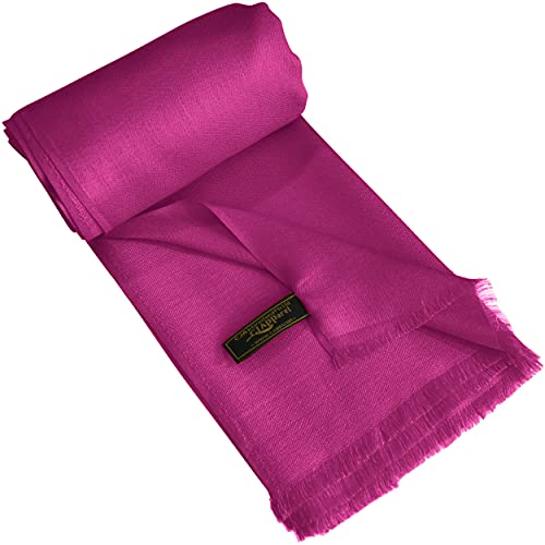 CJ Apparel Fuchsia Purple Solid Color Fringe Design Nepalese Shawl Seconds Scarf Wrap Stole Throw Head Wrap Pashmina Hand Made in Nepal New3