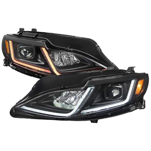 SPEC-D TUNING LED Black Projector Headlights w/Switchback Sequential Turn Signals and Startup Animation Compatible with 2019-2024 Chevy Malibu Left + Right Pair Headlamps Assembly