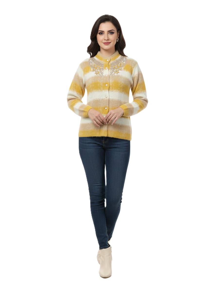 KRITI Women Full Sleeve Round Neck Hair Fabric Patch Work Cardigan for Women Art NO 95133-image-19