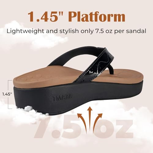 Image of Womens Platform Arch Support Flip Flops | Summer Wedge orthotic Slide Sandals footbed Thong Sandals for Pool Beach