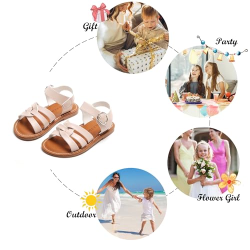 Image of Felix & Flora Toddler Girl Sandals - Little Girl Easter Dress Shoes Lightweight Open Toe Beach Holiday Flats