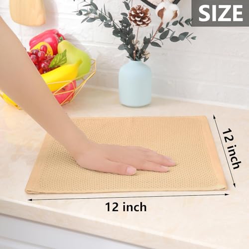 Image of Homaxy 100% Cotton Waffle Weave Kitchen Dish Cloths, Ultra Soft Absorbent Quick Drying Dish Towels, 12 x 12 Inches, 18-Pack, Apricot