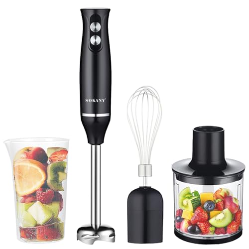 Hand Blender 4- in- 1 Immersion Blender Handheld, Stick Blender Electric with Stainless Steel...