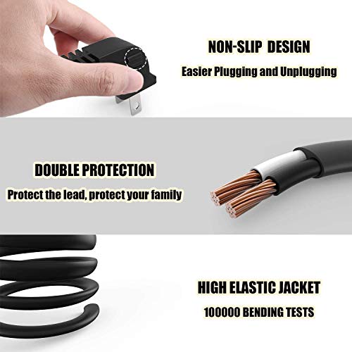 TV Power Cord, Ancable 6-Feet 18AWG 90 Degree Angled 2-Prong to L-Shaped C7 Power Cord for Samsung Philips Toshiba LG Sony Sharp Panasonic Vizio LED Flat TV Sky Box, Sky Plus+ HD Box