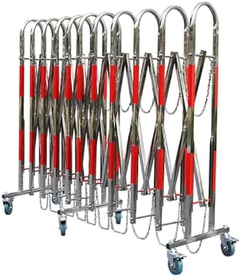 Retractable Driveway Fence, Expandable Metal Barrier, Traffic Control Bcade with Caster, Durable Stainless Steel for Enhanced Safety & Efficient Traffic Management